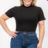 Plus Size Ribbed Short Sleeve Bodysuit Basics