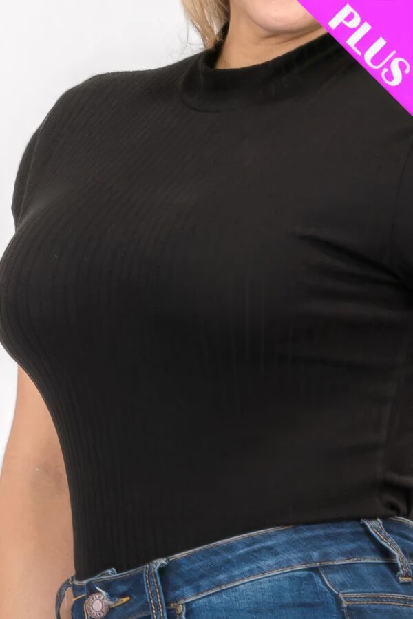 Plus Size Ribbed Short Sleeve Bodysuit Basics