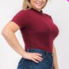 Plus Size Ribbed Short Sleeve Bodysuit Basics