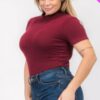 Plus Size Ribbed Short Sleeve Bodysuit Basics