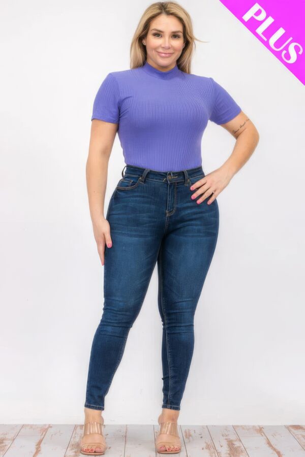 Plus Size Ribbed Short Sleeve Bodysuit Basics