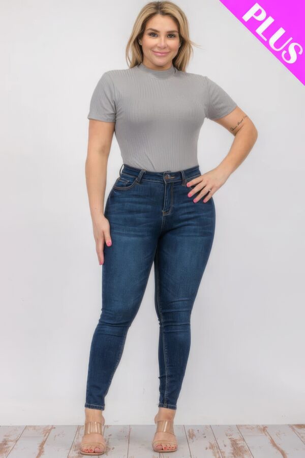 Plus Size Ribbed Short Sleeve Bodysuit Basics