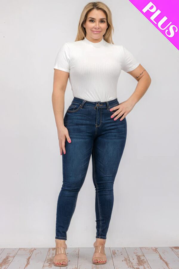 Plus Size Ribbed Short Sleeve Bodysuit Basics