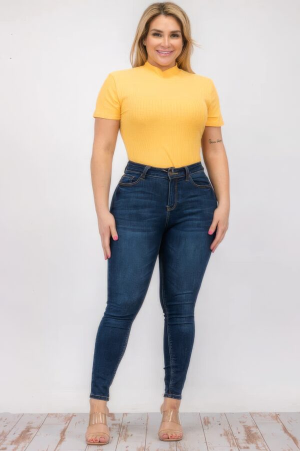 Plus Size Ribbed Short Sleeve Bodysuit Basics