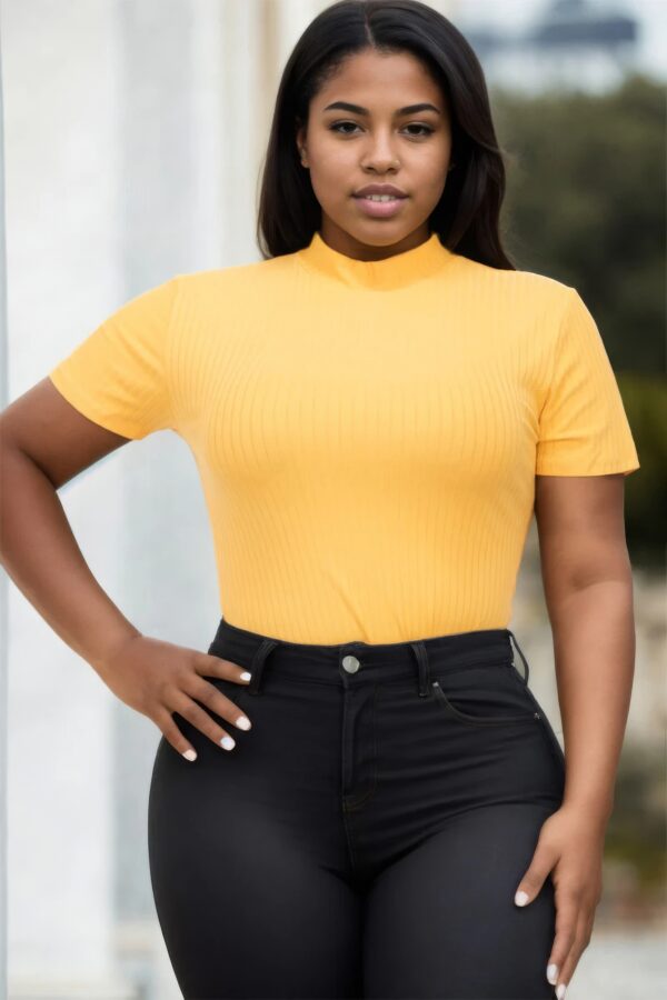 Plus Size Ribbed Short Sleeve Bodysuit Basics