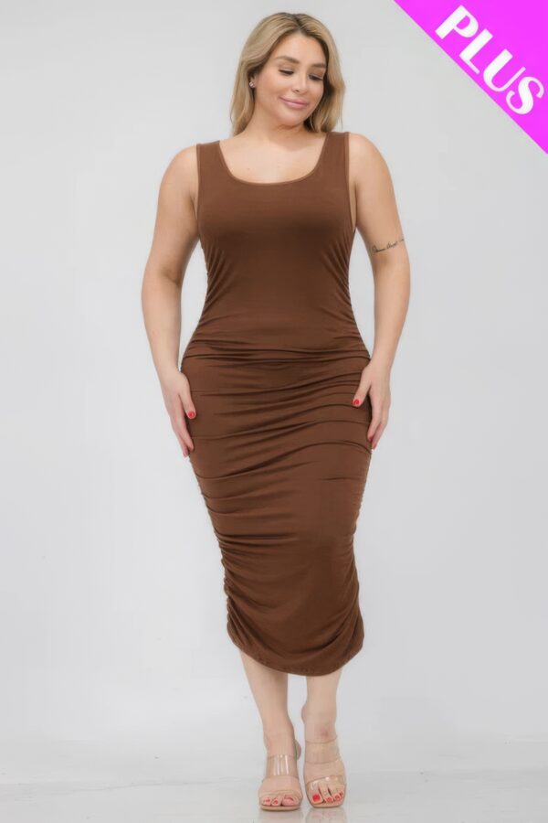 Plus Size Square Neck Ruched Bodycon Midi Dress Basics