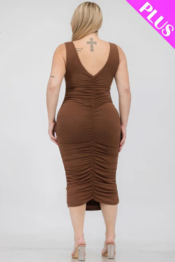 Plus Size Square Neck Ruched Bodycon Midi Dress Basics