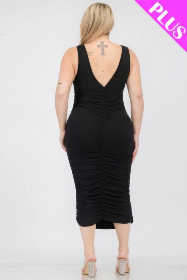 Plus Size Square Neck Ruched Bodycon Midi Dress Basics