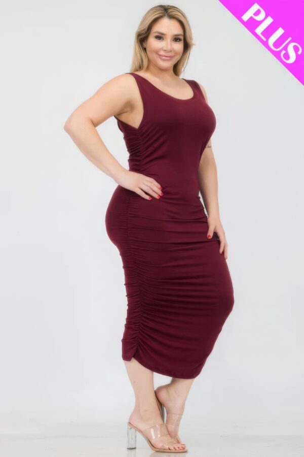 Plus Size Square Neck Ruched Bodycon Midi Dress Basics