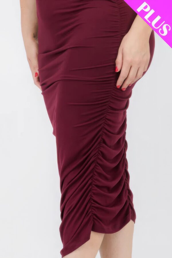 Plus Size Square Neck Ruched Bodycon Midi Dress Basics