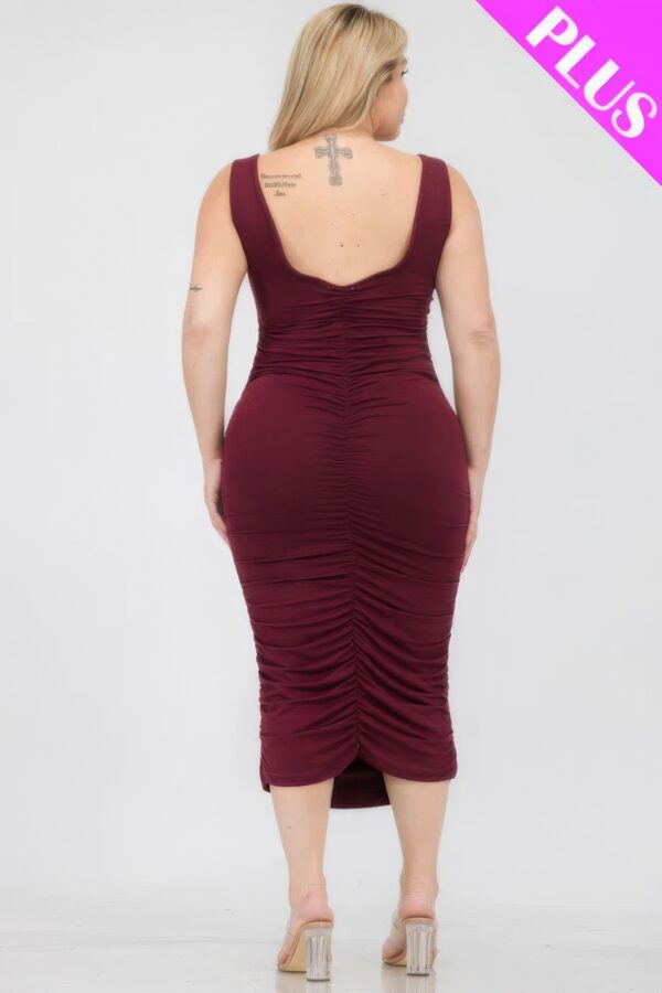 Plus Size Square Neck Ruched Bodycon Midi Dress Basics