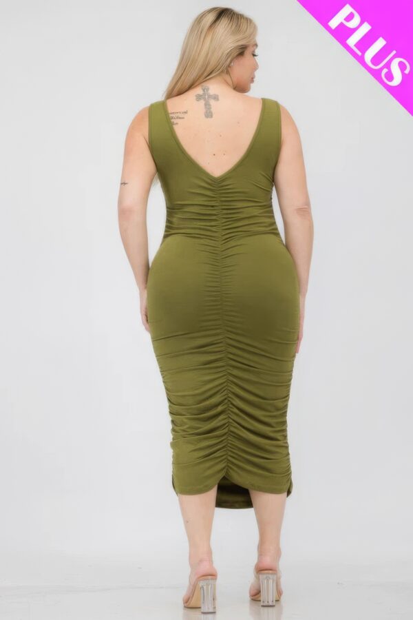 Plus Size Square Neck Ruched Bodycon Midi Dress Basics