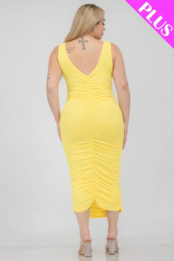 Plus Size Square Neck Ruched Bodycon Midi Dress Basics