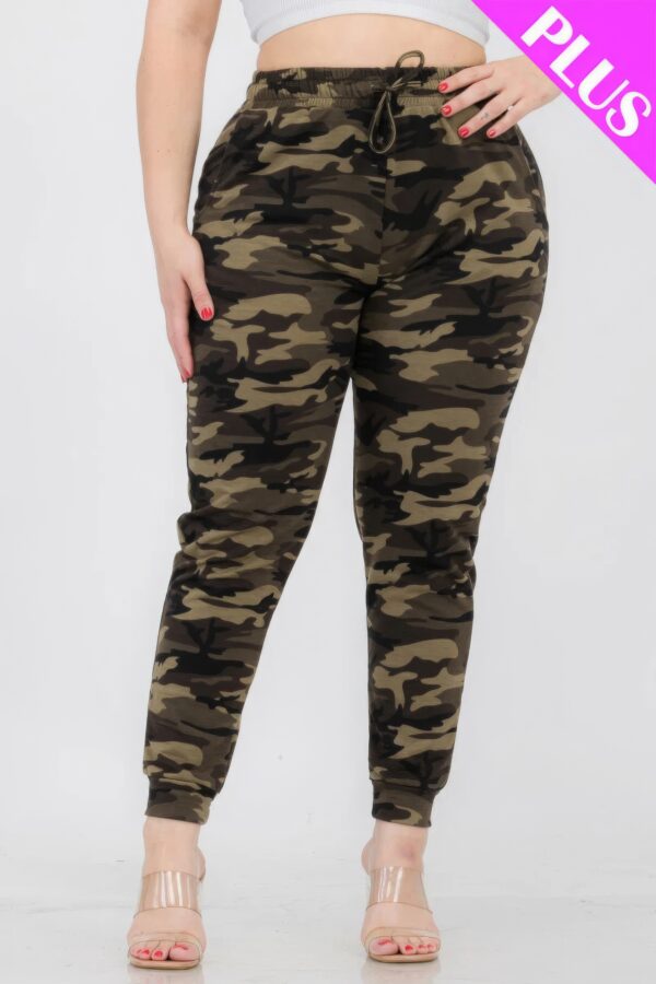 Plus Size French Terry Camo Print Joggers Bottoms CCPRODUCTS