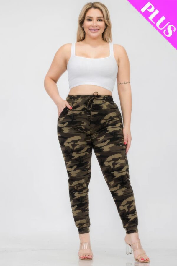 Plus Size French Terry Camo Print Joggers Bottoms CCPRODUCTS