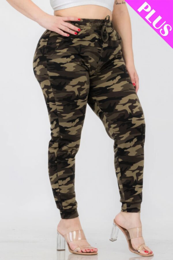 Plus Size French Terry Camo Print Joggers Bottoms CCPRODUCTS