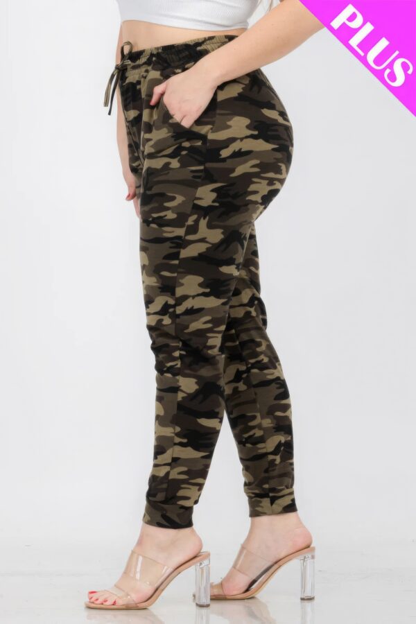 Plus Size French Terry Camo Print Joggers Bottoms CCPRODUCTS