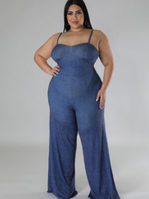 Wide Leg Stretch Jumpsuit Rompers