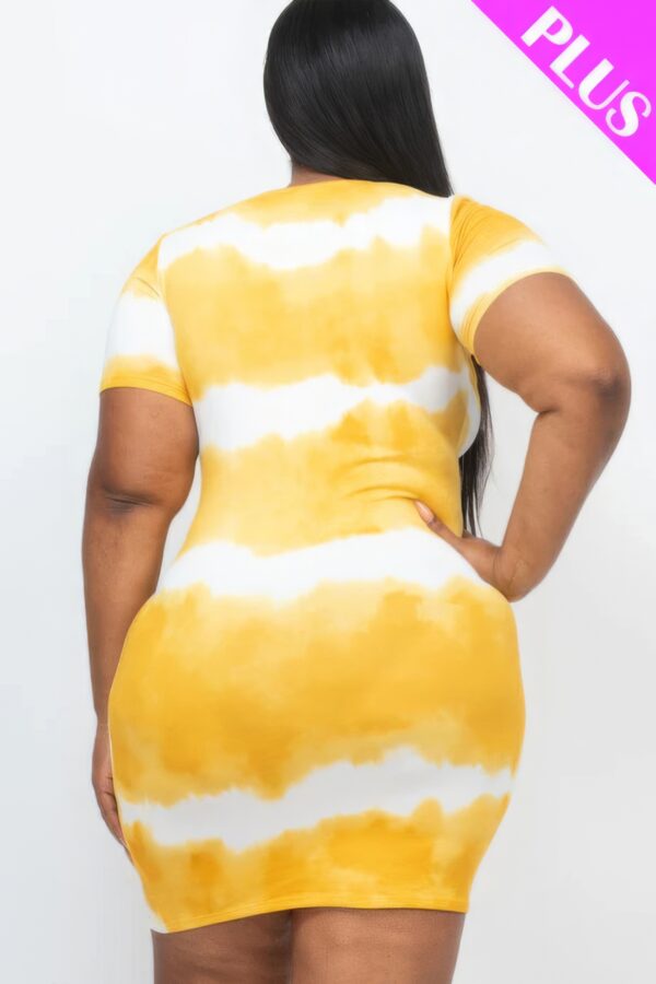 Plus Size Tie-dye Print Bodycon Dress Basics