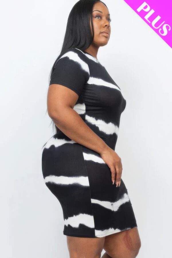 Plus Size Tie-dye Print Bodycon Dress Basics