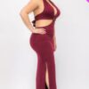 Plus Size Cut-out Halter Neck Double Back Tie Split Thigh Midi Dress Dresses