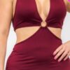 Plus Size Cut-out Halter Neck Double Back Tie Split Thigh Midi Dress Dresses