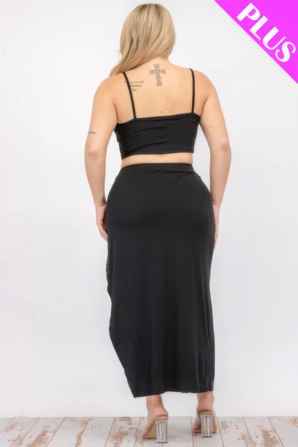 Plus Size Crop Cami & Split Thigh Maxi Skirt Set Basics