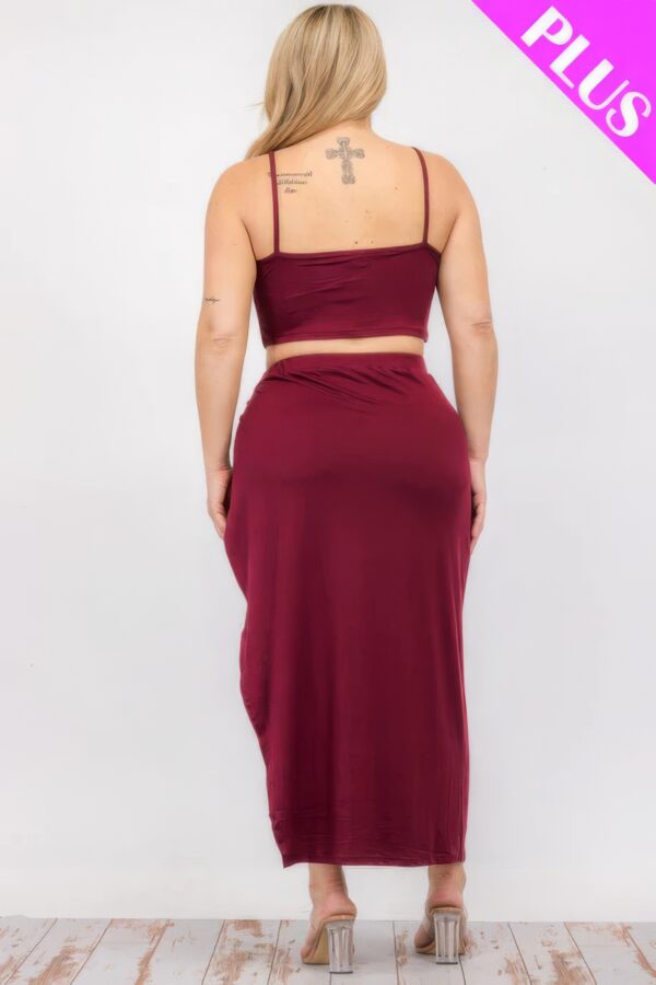 Plus Size Crop Cami & Split Thigh Maxi Skirt Set Basics