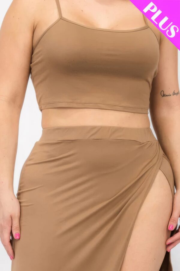 Plus Size Crop Cami & Split Thigh Maxi Skirt Set Basics