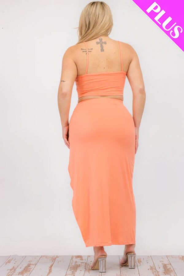 Plus Size Crop Cami & Split Thigh Maxi Skirt Set Basics