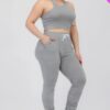 Plus Size Crop Tank Top & Ruched Pants Set Basics