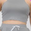 Plus Size Crop Tank Top & Ruched Pants Set Basics