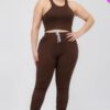 Plus Size Crop Tank Top & Ruched Pants Set Basics