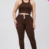 Plus Size Crop Tank Top & Ruched Pants Set Basics