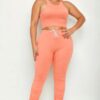 Plus Size Crop Tank Top & Ruched Pants Set Basics