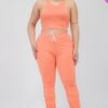 Plus Size Crop Tank Top & Ruched Pants Set Basics