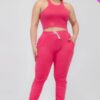 Plus Size Crop Tank Top & Ruched Pants Set Basics