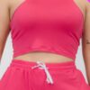 Plus Size Crop Tank Top & Ruched Pants Set Basics