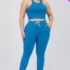 Plus Size Crop Tank Top & Ruched Pants Set Basics