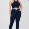 Plus Size Crop Tank Top & Ruched Pants Set Basics