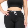 Plus Size Crop Tank Top & Ruched Pants Set Basics