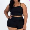 Plus Size Ribbed Cami Crop Top & Ruched Shorts Set Basics