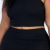 Plus Size Ribbed Cami Crop Top & Ruched Shorts Set Basics