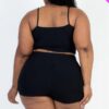 Plus Size Ribbed Cami Crop Top & Ruched Shorts Set Basics