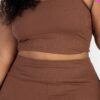 Plus Size Ribbed Cami Crop Top & Ruched Shorts Set Basics