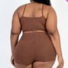 Plus Size Ribbed Cami Crop Top & Ruched Shorts Set Basics