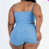 Plus Size Ribbed Cami Crop Top & Ruched Shorts Set Basics