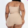 Plus Size Ribbed Cami Crop Top & Ruched Shorts Set Basics