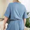 Short Sleeve Collar V Neck Waist Elastic Side Pocket Button Down Knit Romper Misc CCPRODUCTS